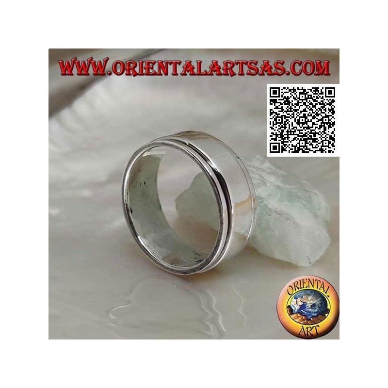 Anillo de plata giratorio antiestrés, anillo liso sobre anillo liso