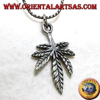 feuilles pendentif chanvre, argent