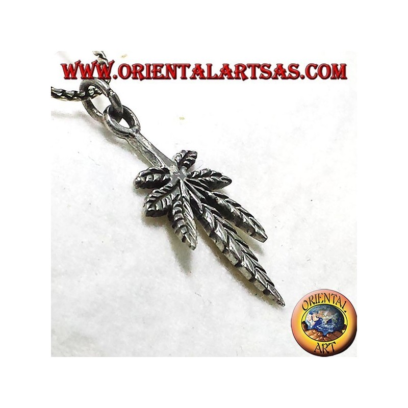 Blatt Anhänger Hanf, Silber