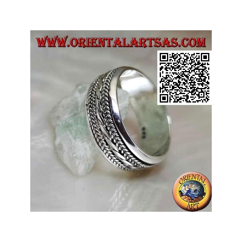 Anti-Stress rotierender Silberring, ineinander verschlungene Schnur