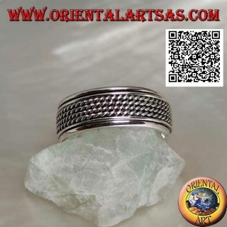 Anti-Stress rotierender Silberbandring, vierfach gerollte Schnur