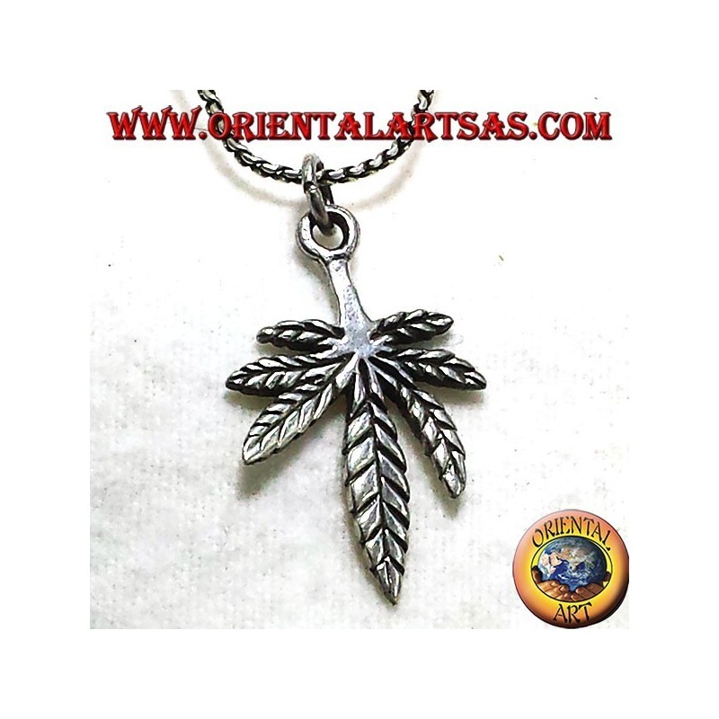 Blatt Anhänger Hanf, Silber