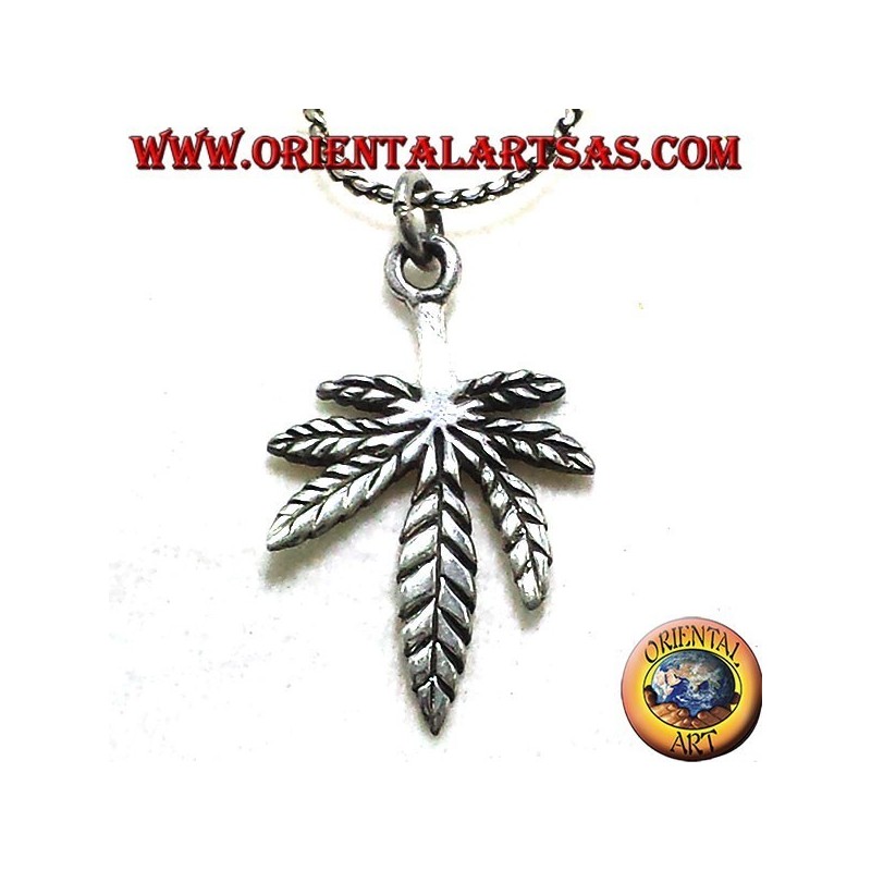 leaf pendant hemp, silver