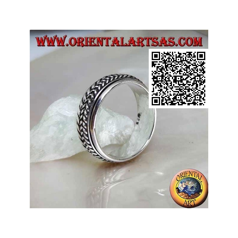 Anneau argenté rotatif anti-stress, triple cordon enroulé