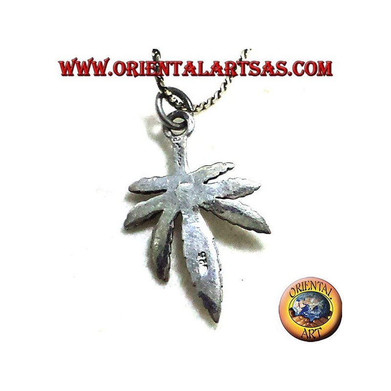 feuilles pendentif chanvre, argent