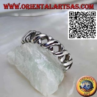 Anillo de cultivo en plata con varillas "X"