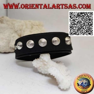 Bracelet en cuir véritable, clous coniques sur bracelet avec fermeture à clip et 2 longueurs (noir)