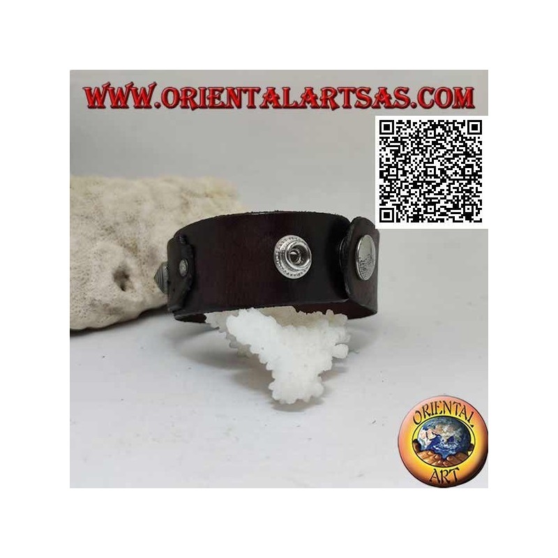 Echtes Lederarmband, konische Nieten am Riemen mit Clipverschluss und 2 Längen (braun)