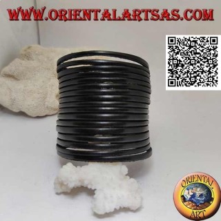 Breites Armband aus echtem Leder mit glatten Streifen mit Clipverschluss und 2 Längen (schwarz)