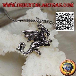Pendentif en argent en forme de dragon occidental debout sur deux pattes