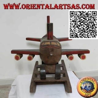 Colored rocking plane in Suar wood (solid), hand painted