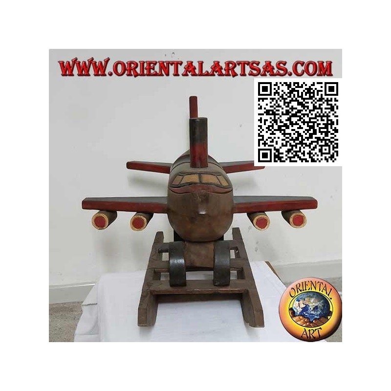 Colored rocking plane in Suar wood (solid), hand painted