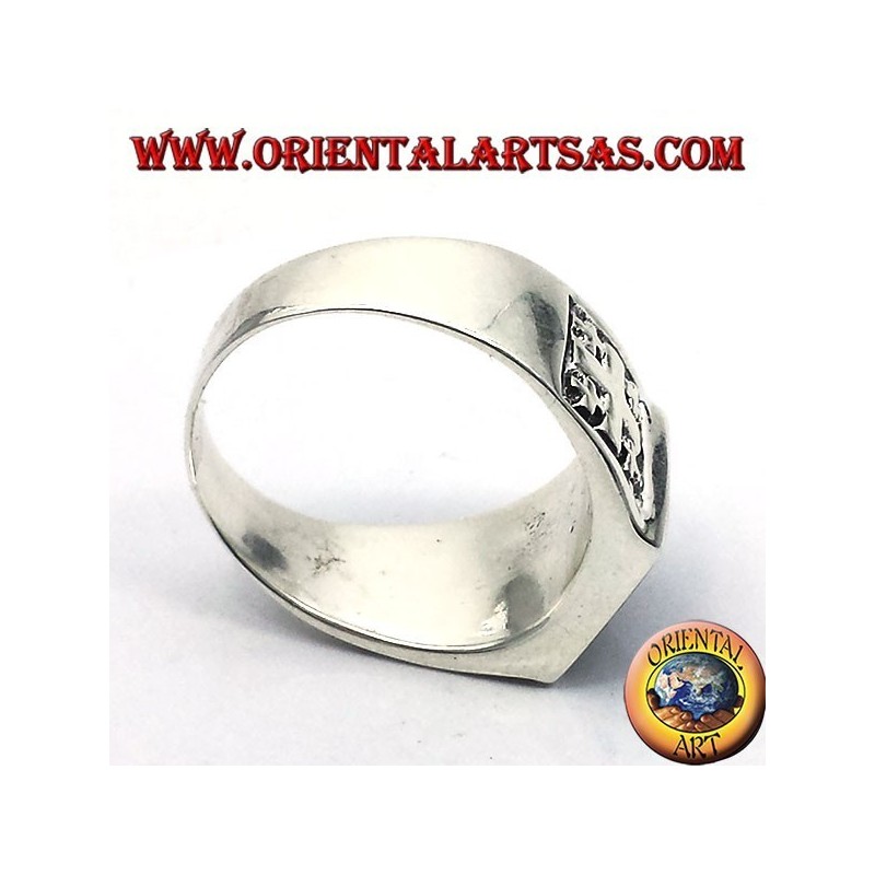 Ring Jerusalem Cross with Onyx Silver