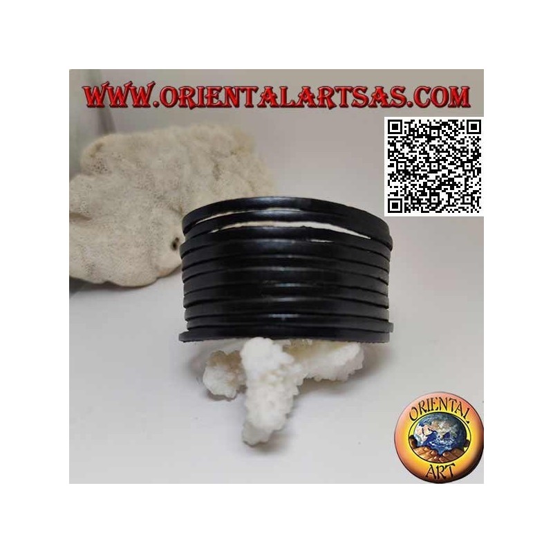 Genuine leather bracelet, smooth rulers with clip closure and 2 lengths (black)