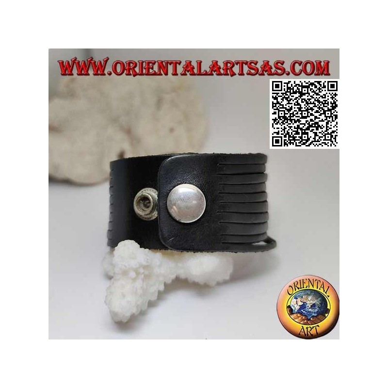 Echtes Lederarmband, glatte Lineale mit Clipverschluss und 2 Längen (schwarz)