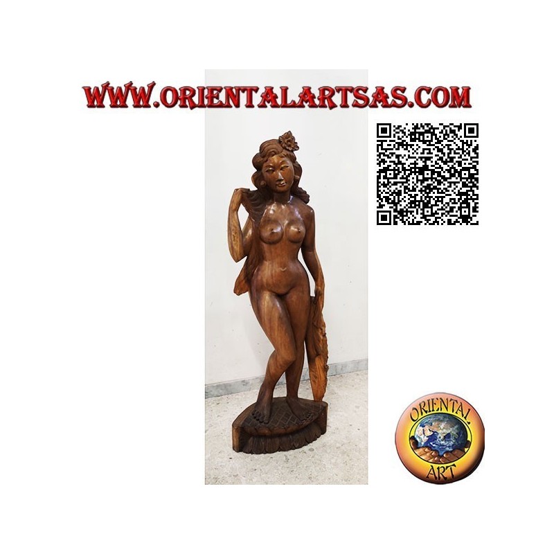Skulpturenstatue einer orientalischen nackten Frau posiert aus einem einzigen Block Suarholz (155 cm)