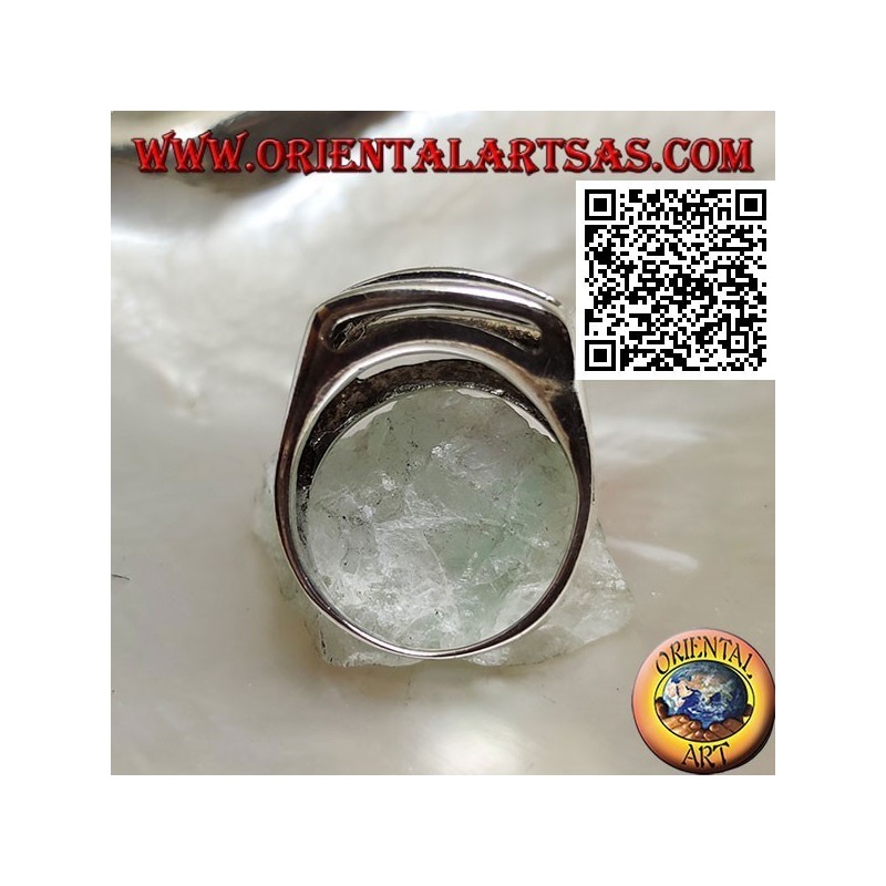 Bague en argent perforée convexe rectangulaire lisse avec quatre bandes