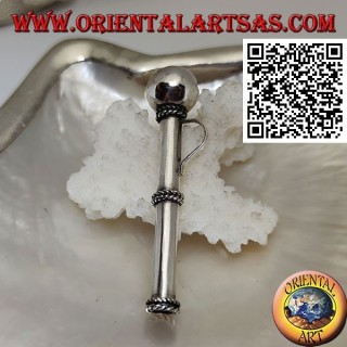 Silver pendant in the shape of a straw / pippotto with three separate weaves