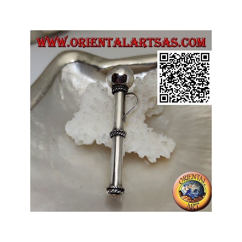 Pendentif en argent en forme de paille / pippotto avec trois tissages séparés