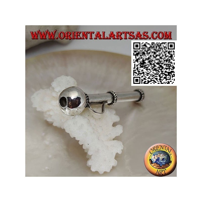 Pendentif en argent en forme de paille / pippotto avec trois tissages séparés