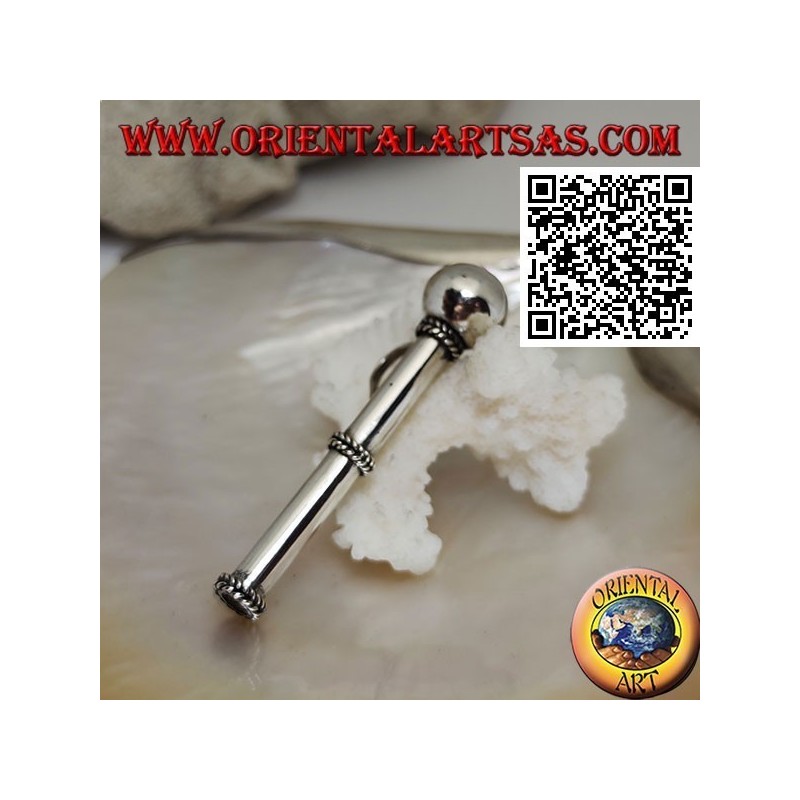 Pendentif en argent en forme de paille / pippotto avec trois tissages séparés