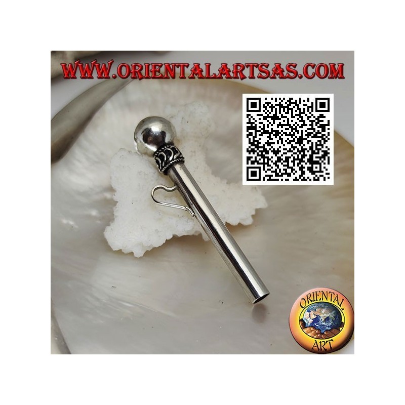 Pendentif en argent en forme de paille / pippotto avec entrelacement et guillemets