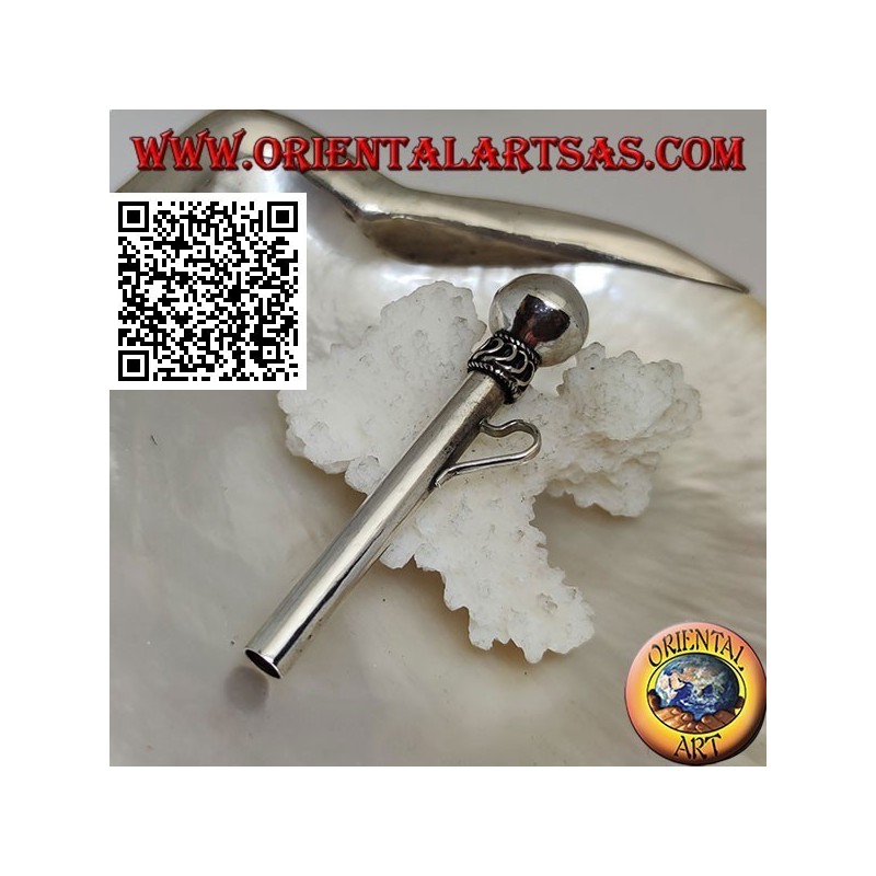 Pendentif en argent en forme de paille / pippotto avec entrelacement et guillemets
