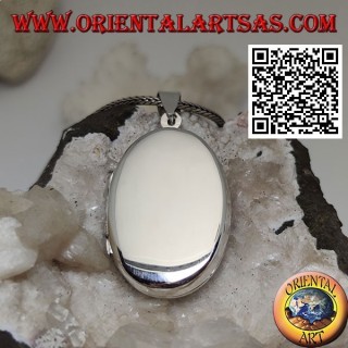 Pendentif cadre photo argent lisse ovale plat (31 * 22)