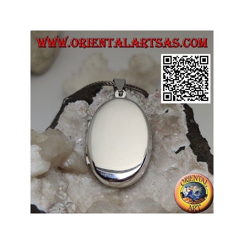 Pendentif cadre photo argent lisse ovale plat (31 * 22)