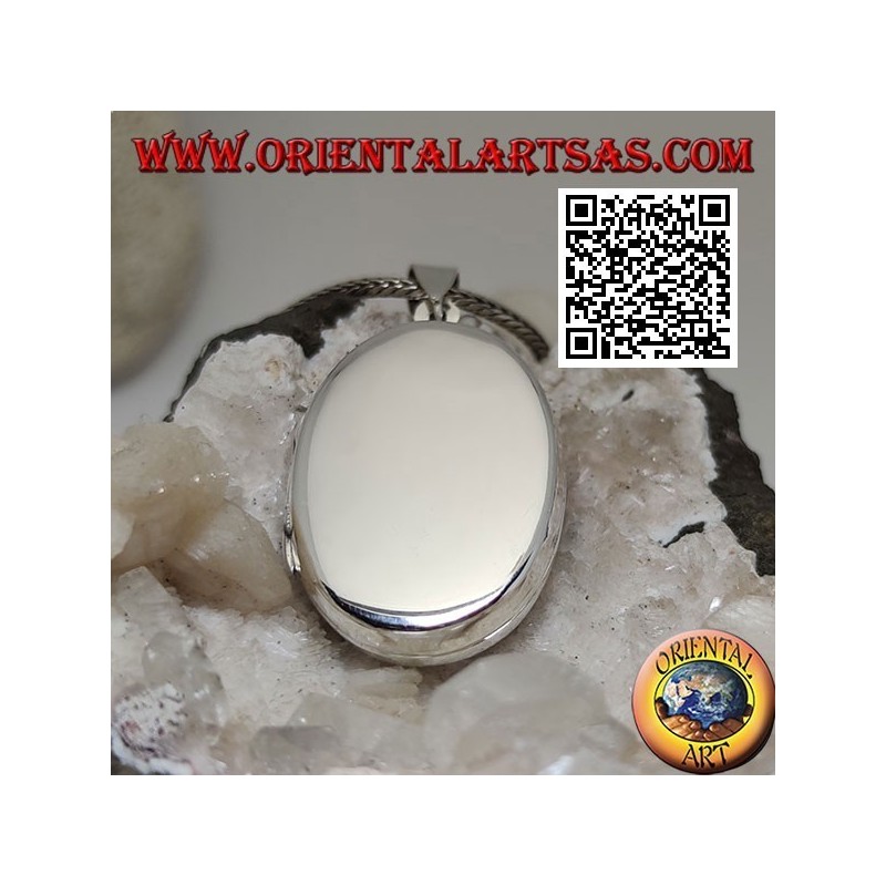 Ciondolo portafoto in argento liscio ovale piatto (31*22)