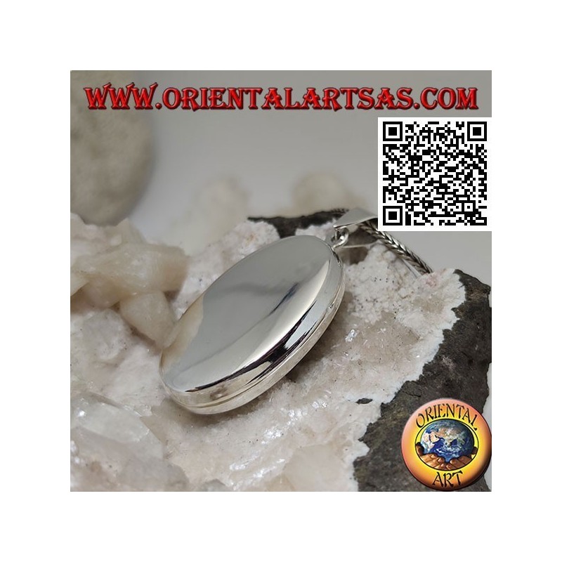 Pendentif cadre photo argent lisse ovale plat (31 * 22)