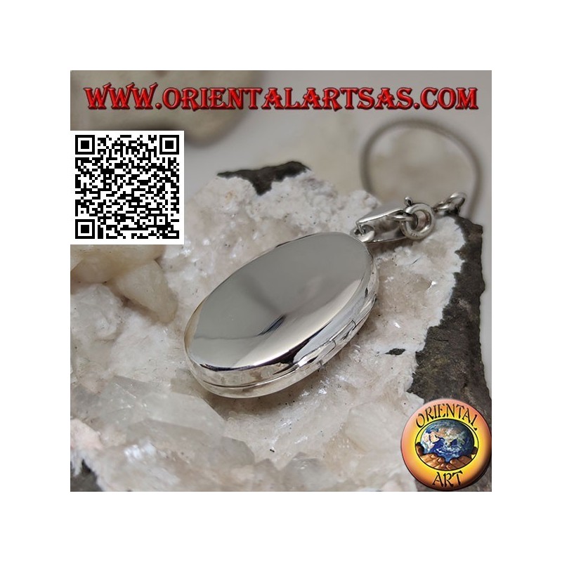 Pendentif cadre photo argent lisse ovale plat (31 * 22)