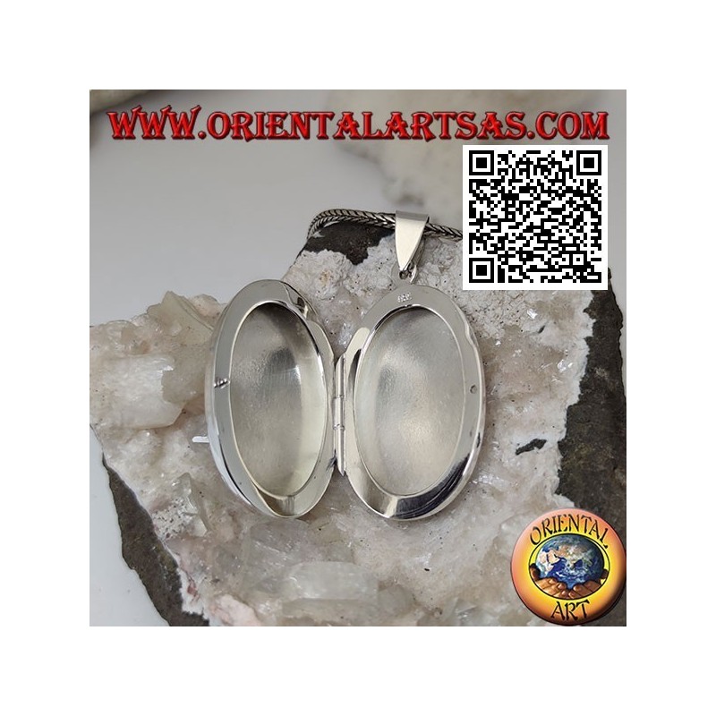 Pendentif cadre photo argent lisse ovale plat (31 * 22)