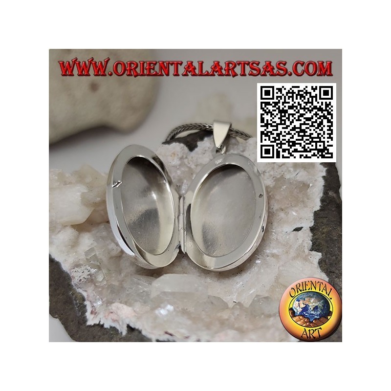 Colgante de marco de fotos plateado liso oval plano (31 * 22)