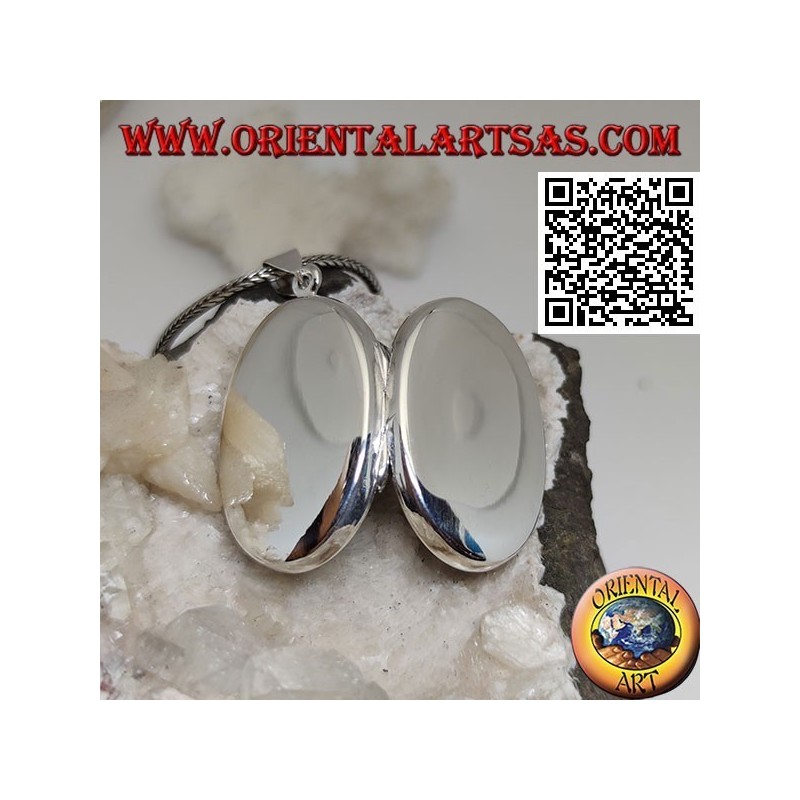 Pendentif cadre photo argent lisse ovale plat (31 * 22)
