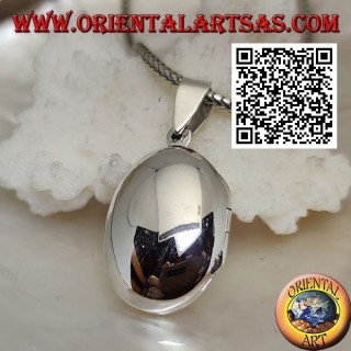 Rounded oval smooth silver photo frame pendant (22 * 16)