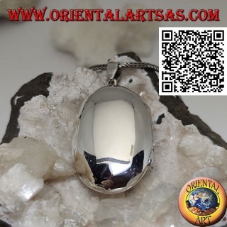 Rounded oval smooth silver photo frame pendant (36 * 24)