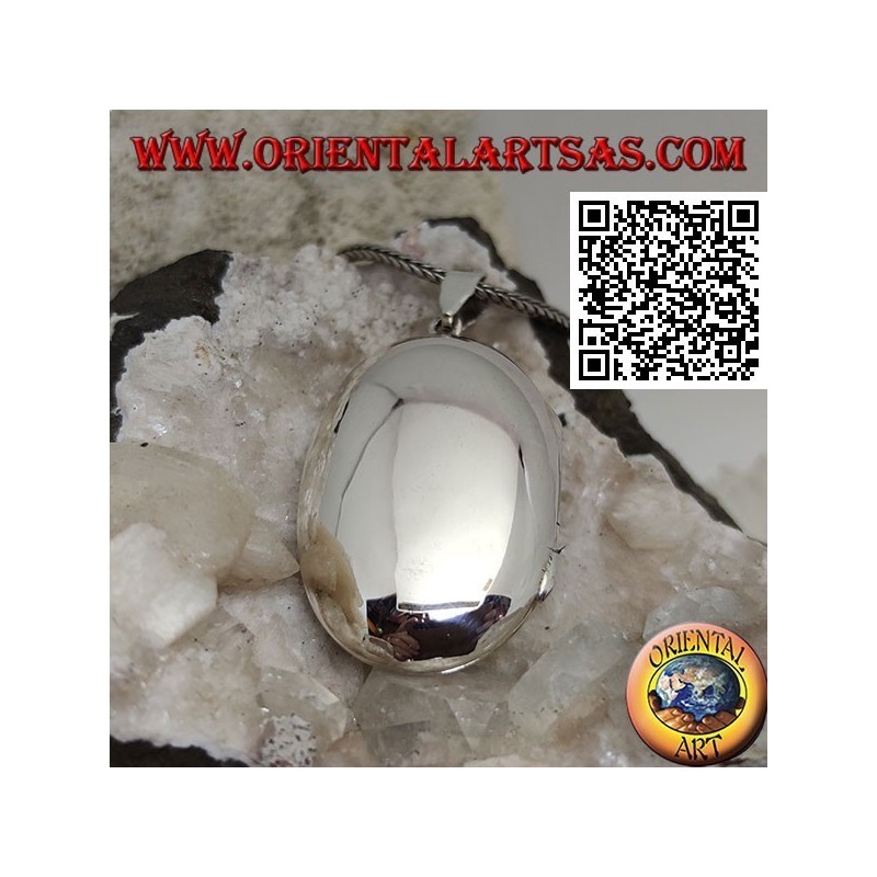 Pendentif cadre photo ovale rond en argent lisse (36 * 24)