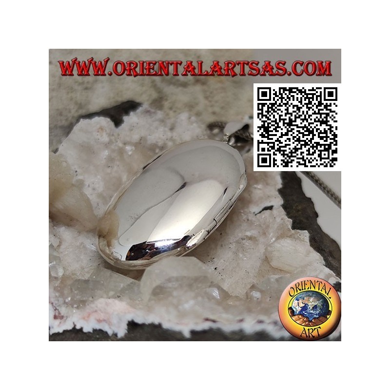 Ciondolo portafoto in argento liscio ovale bombato (36*24)