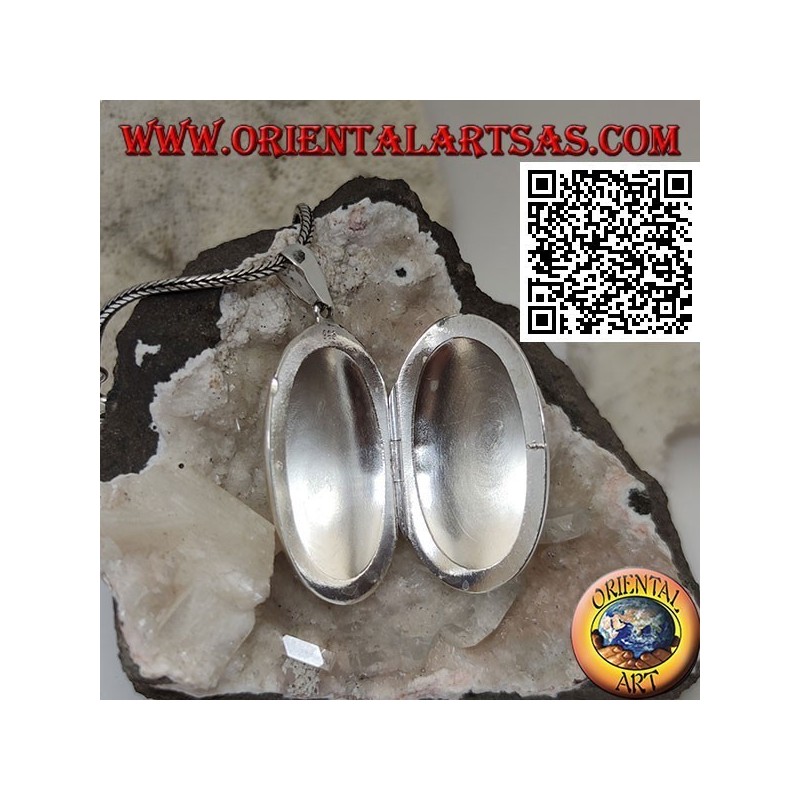 Pendentif cadre photo ovale rond en argent lisse (36 * 24)