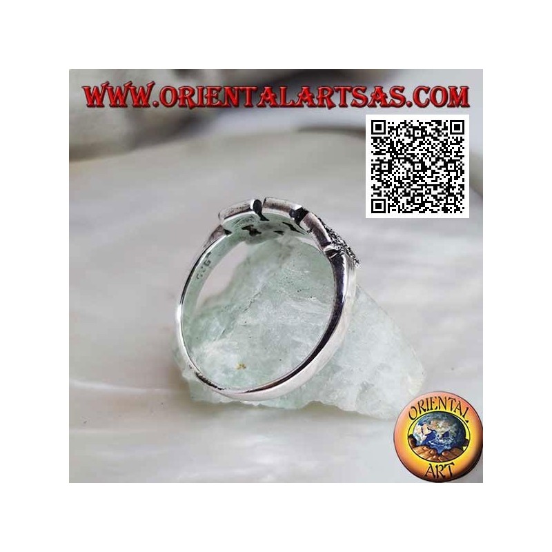 Anello in argento a forma di muretto di mattoncini tempestati di marcassite