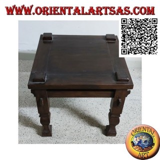 Mesa baja para salón en estilo primitivo en madera maciza de teca (50 * 50)