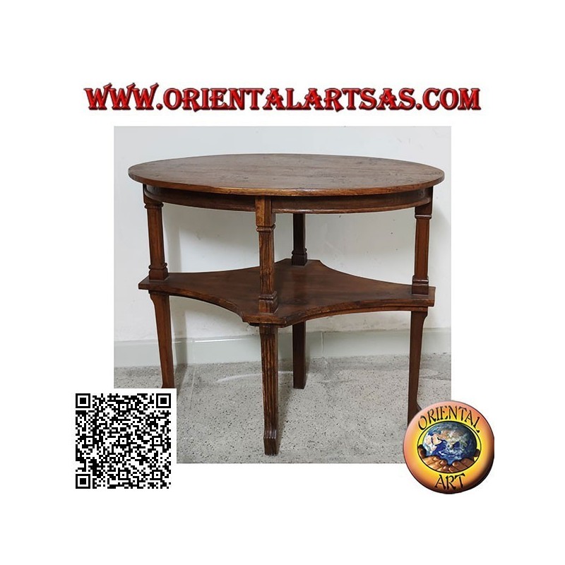Table basse ovale à deux niveaux en bois de teck fait main (77cm x 47cm)