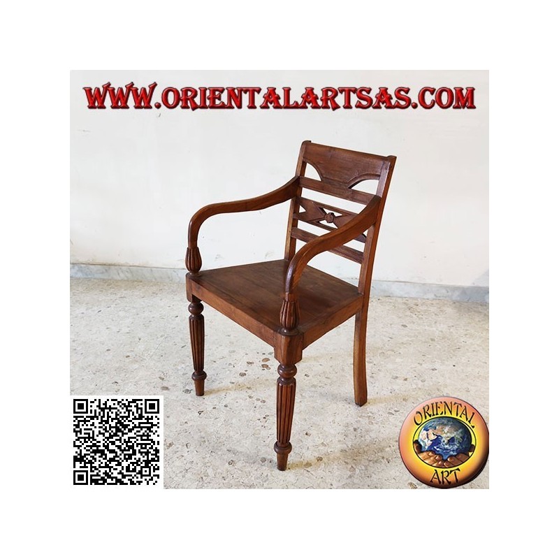 Sessel im Raffles-Stil mit Holzboden aus Teakholz