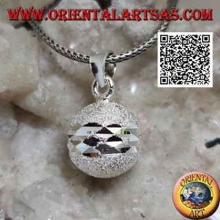 "Call of the Angels" sandblasted silver pendant cut by double diamond band (Ø 16mm.)