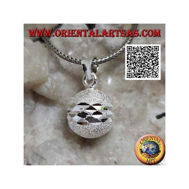 Ciondolo in argento "Richiamo degli Angeli" sabbiato tagliato da doppia fascia diamantata (Ø 16mm.)