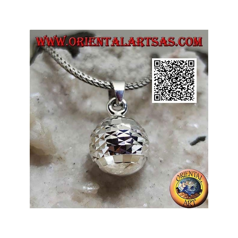 Colgante de plata "Call of the Angels" con procesamiento de diamante horizontal (Ø 13mm.)