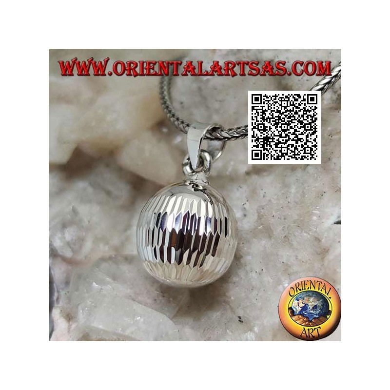 Silver pendant "Call of the Angels" with elongated diamond processing (Ø 13mm.)