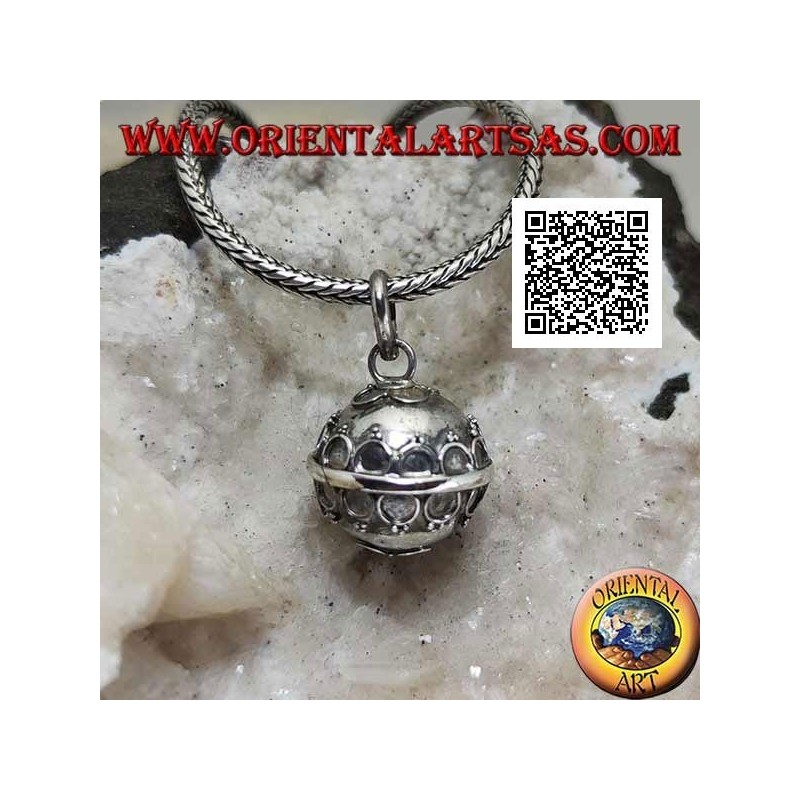 Ciondolo in argento "Richiamo degli Angeli" con cerchietti in rilievo (Ø 13mm.)