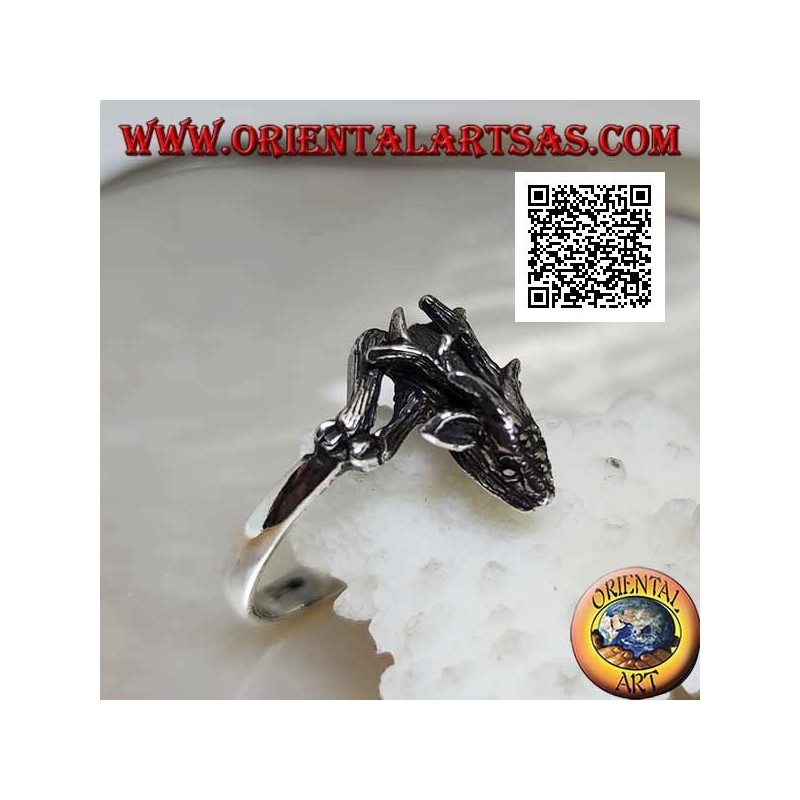 Anillo de plata en forma de ciervo real tachonado de marcasita